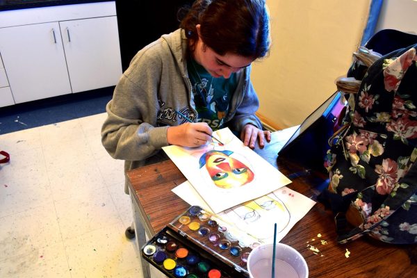 Senior Natalia Perez-Rodriguez working on an assignment for Mrs. Zizolds class. 