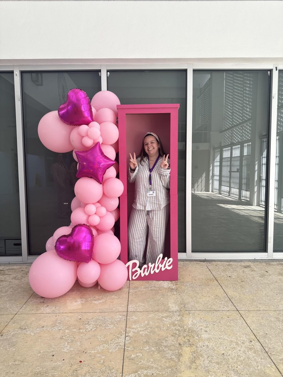 Senior Sofia Toledo dressed up as “slumber party Barbie” and took pictures in the Grotto during lunch. 