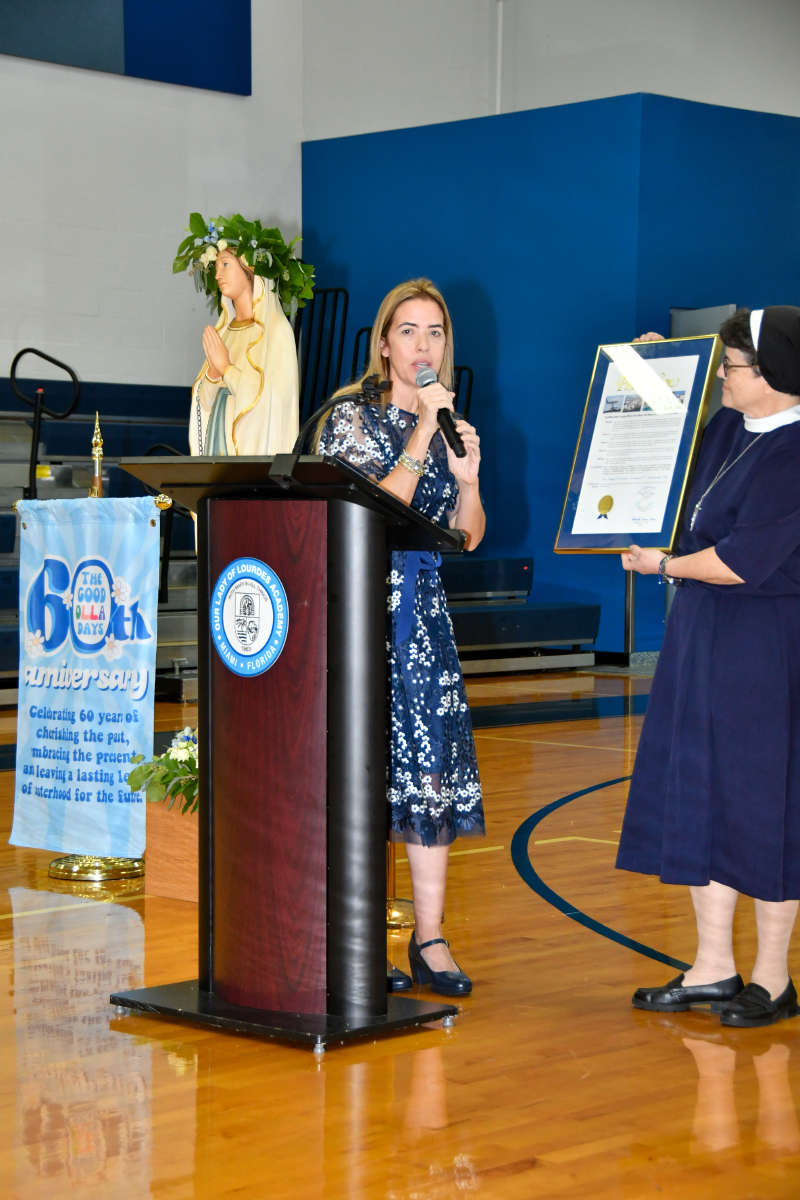 Commissioner Raquel Regalado ‘92 proclaimed February 11, 2024 Our Lady of Lourdes Academy 60th Anniversary Day.