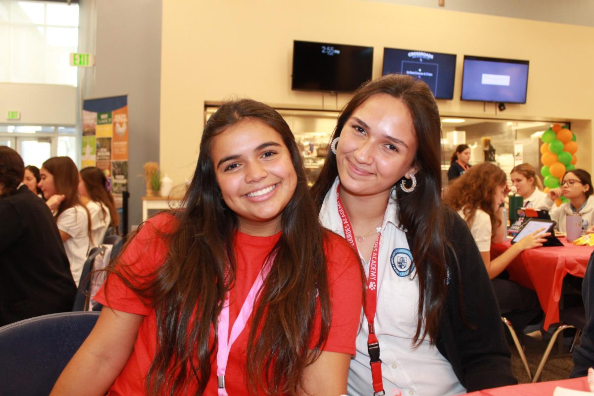 Juniors Julianna Sequera and Paola Olaechea sporting their class color during Team OLLA Day.