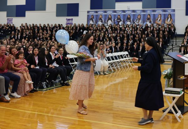 Mrs. Kopcyzk receiving her award for Educator of the Year.